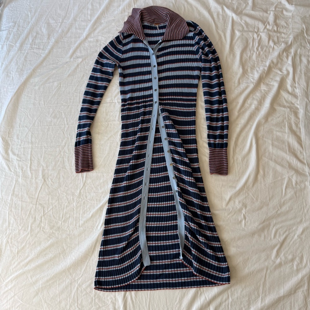 Free People Striped Cardigan - Blue and Brown